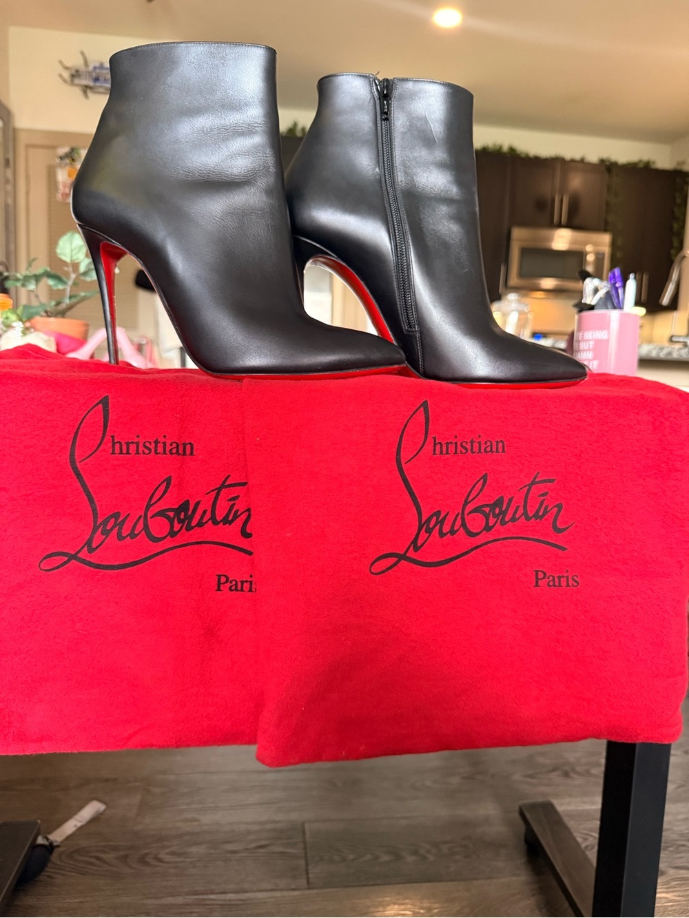 Christian Louboutin Black Leather Pumps with Red Soles